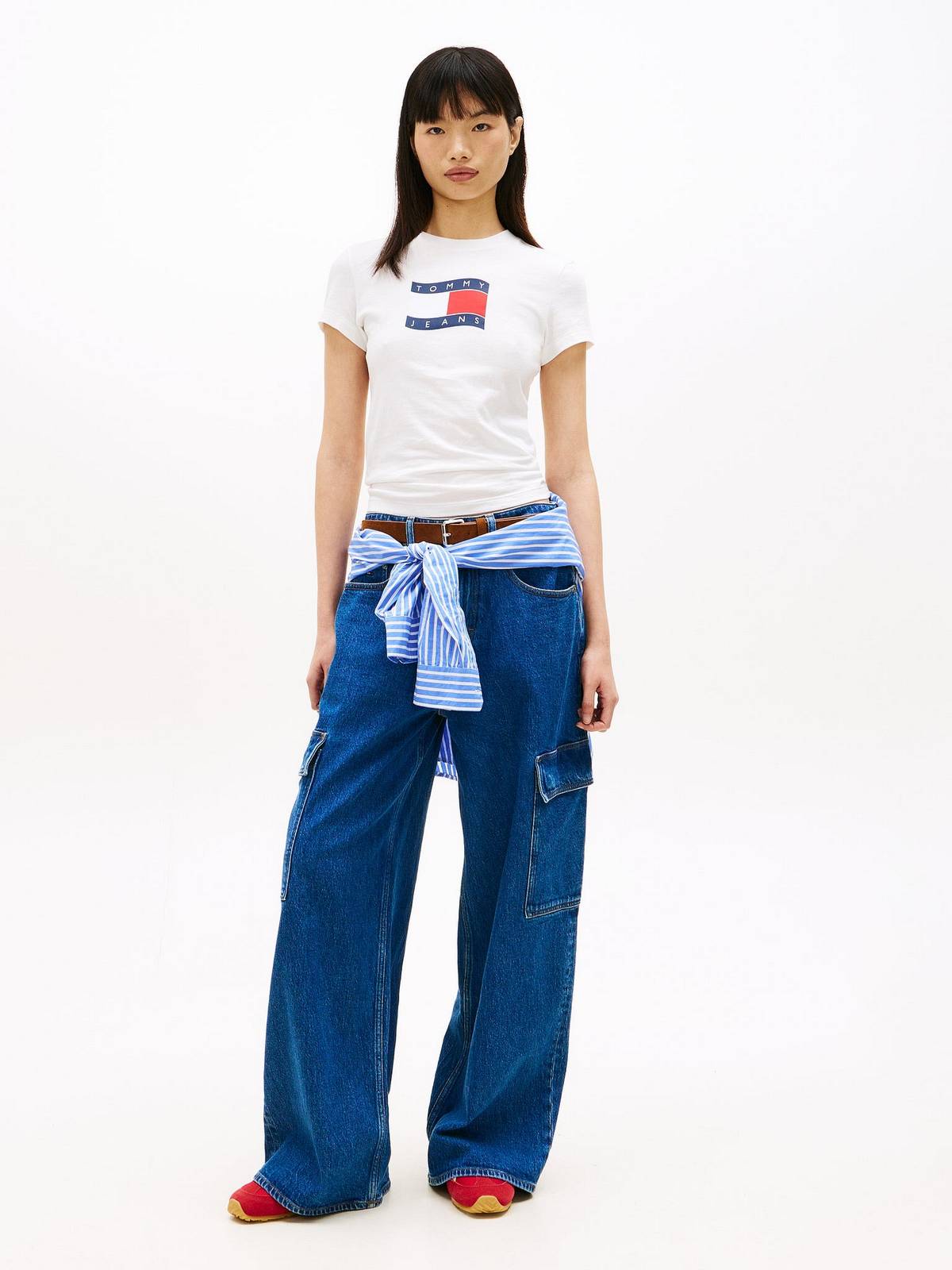 TOMMY HILFIGER Slim wavy flag tee Woman white Photo 4