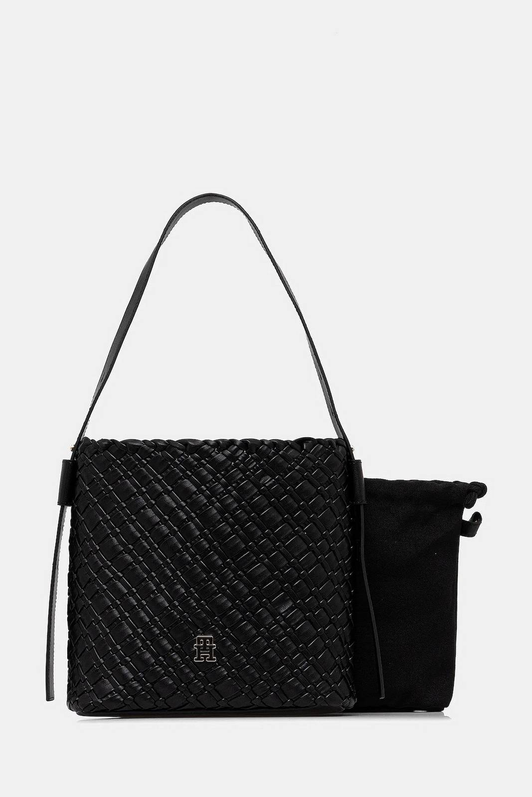 TOMMY HILFIGER TH Geflochtene Umhängetasche Damen schwarz