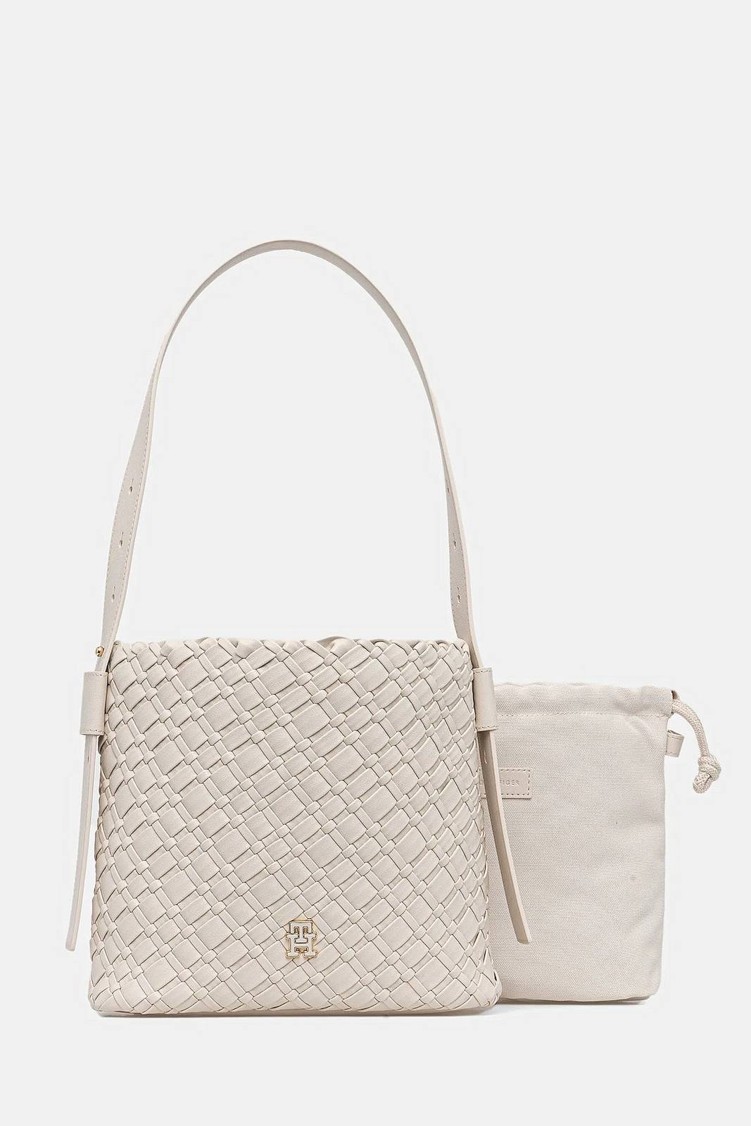 TOMMY HILFIGER TH Geflochtene Umhängetasche Damen weiß