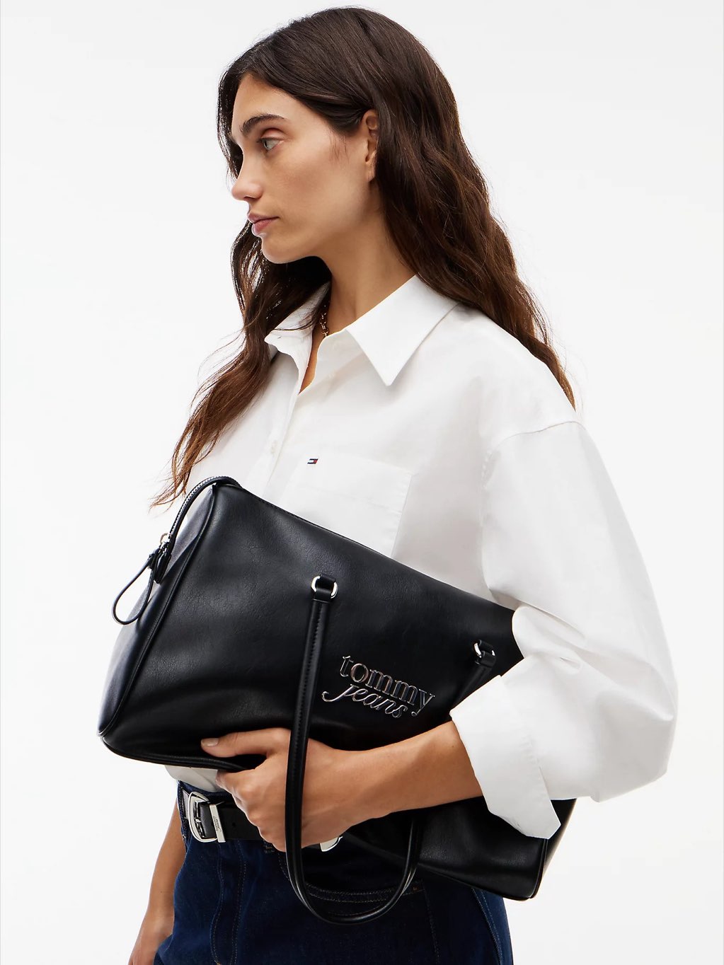 TOMMY HILFIGER TH Tote-Tasche in fetter Schrift Damen schwarz Foto 2