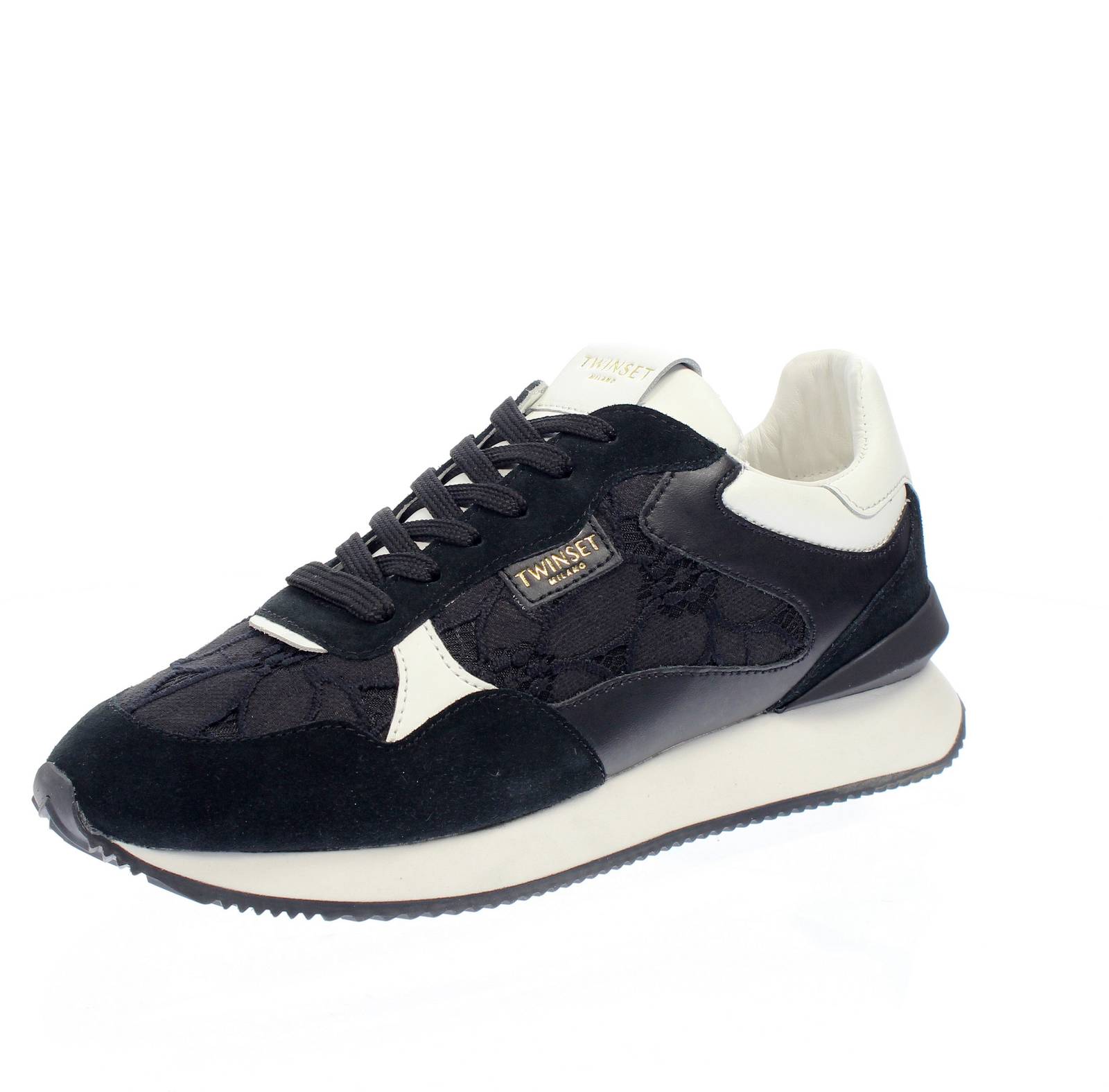 TWINSET  Sneakers aus Leder und Wildleder Damen schwarz