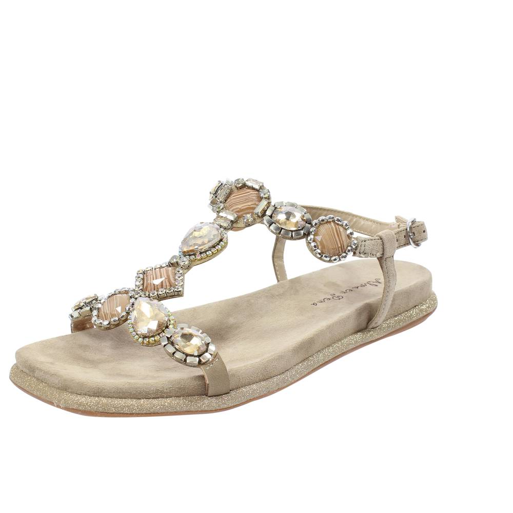 ALMA EN PENA Sandali gioiello Bassi in Suede beige Sandali Bassi