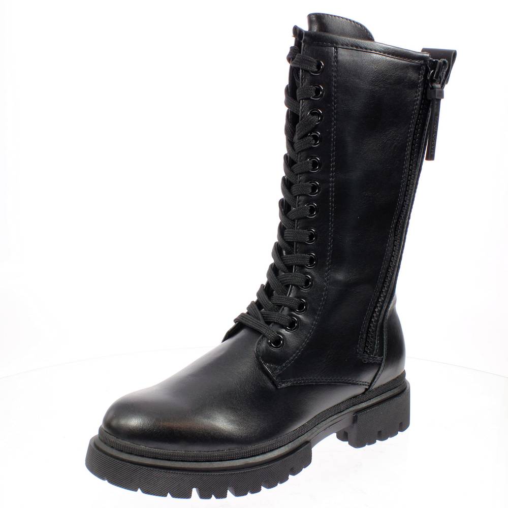 25205 Anfibi Stringati Alti Suola Carrarmato 002 Antic nero