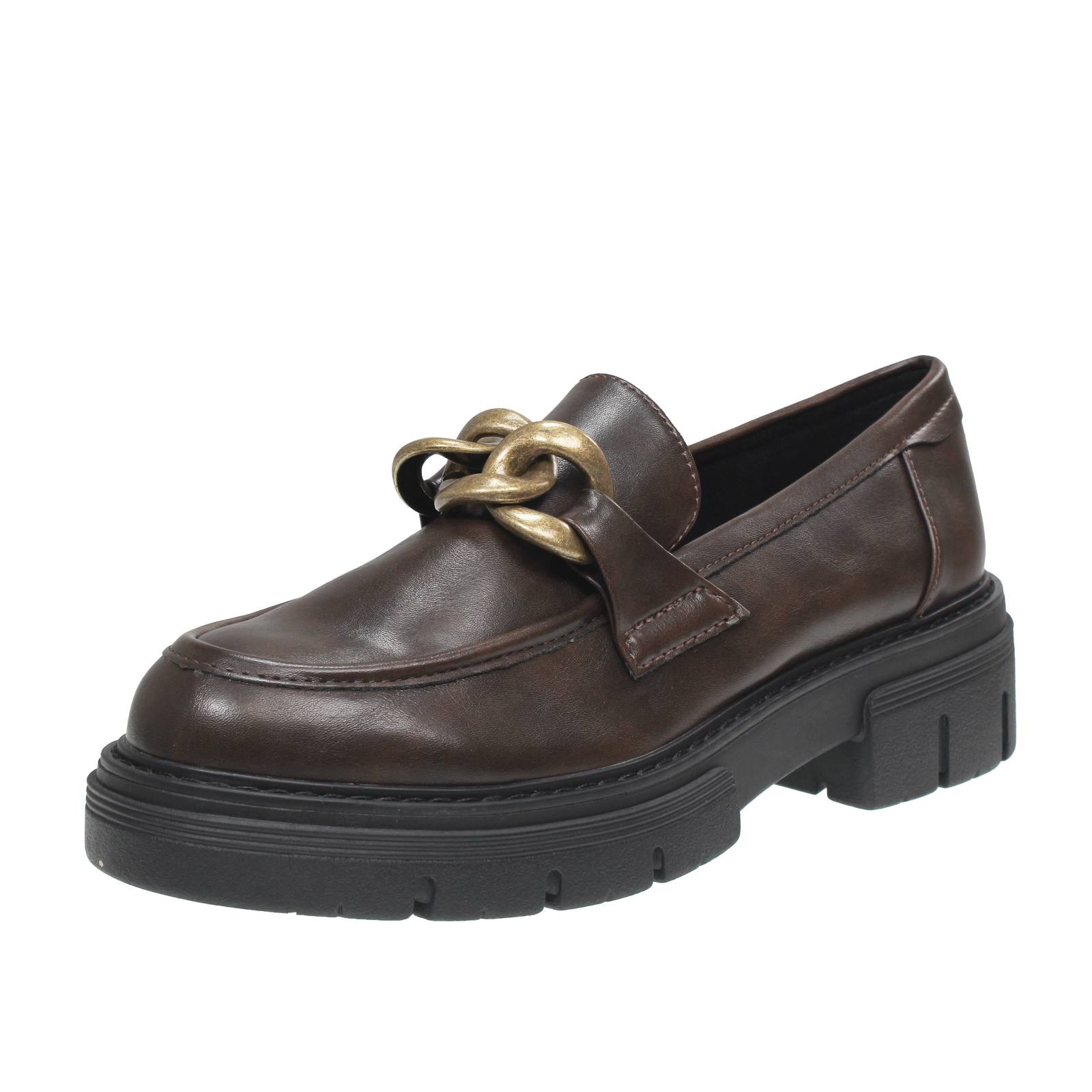 Marco Tozzi braune Synthetik-Halbschuhe - Damen Schuhe Halbschuhe
