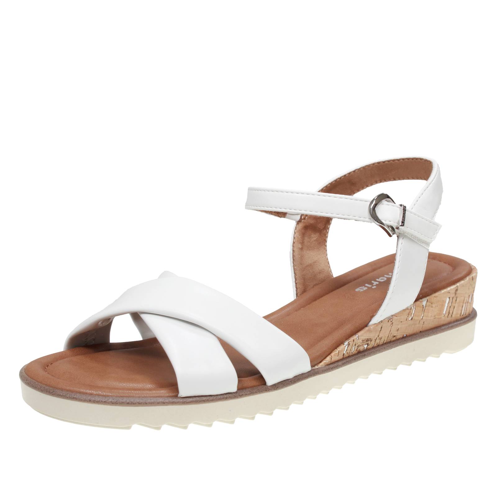 Tamaris Sandalen Zon Keilabsatz und Riemchen wei - Damen Schuhe Sandalen 12690₽