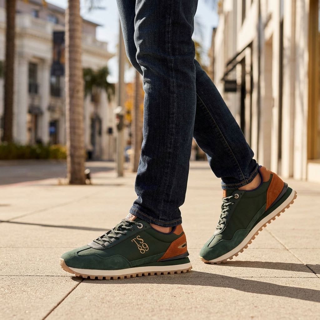TEDDY SMITH Sneakers en daim et nylon Homme vert Photo 2
